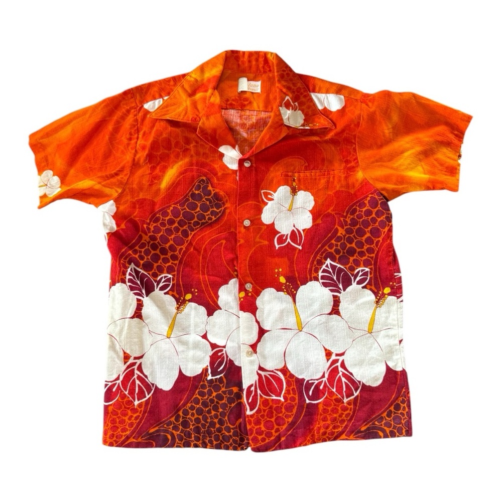 Maluna Vintage Hawaiian Shirt Cotton Barkcloth